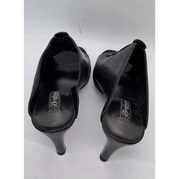 Brighton Ranae Boho Slip On Pumps High Heels 9M Black Leather Embellished Sequin - Picture 7 of 11